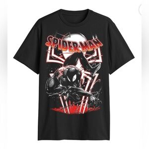 Spider-Man, Men's & Big Men's Graphic Crew Neck T-Shirt, Black Suit Swing Alt